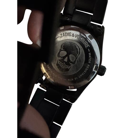 Zadig & Voltaire Skull Dial Black Stainless Steel Watch Unisex Rock Chic Paris - Picture 5 of 5